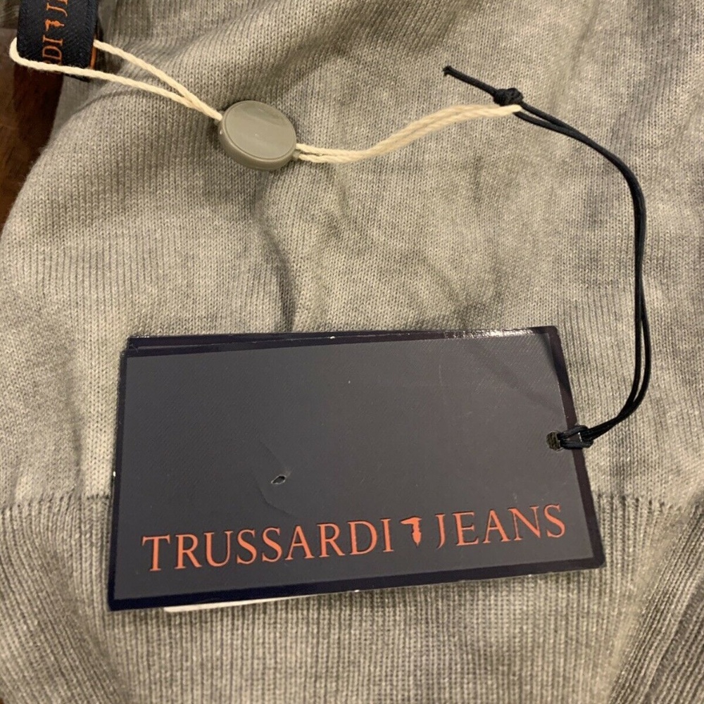 Trussardi Jeans grey men's sweater size XXL Made in Italy NWT - Picture 3 of 7